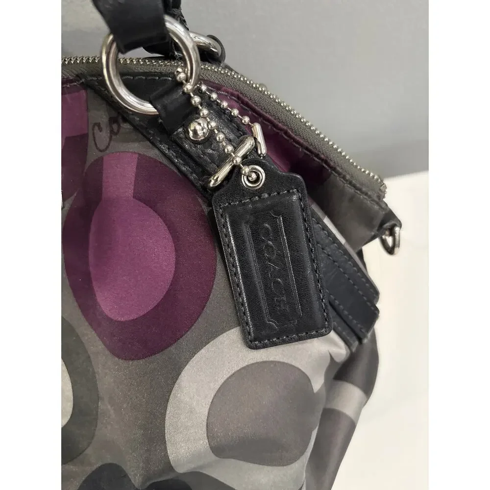 Coach Madison Sophia Clover Logo Sateen Bag Purse Purple Tones - Picture 4 of 10